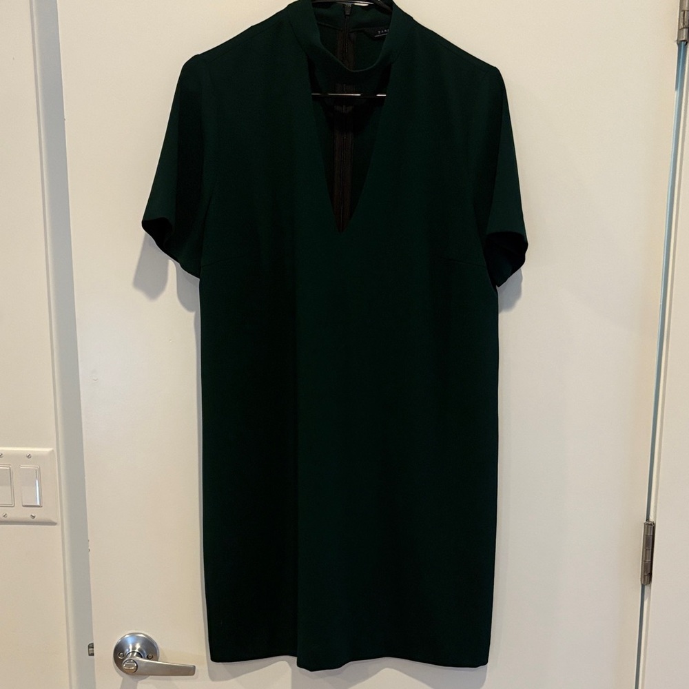 Zara Elegant Dark Green Mini Dress with Key Hole in Front